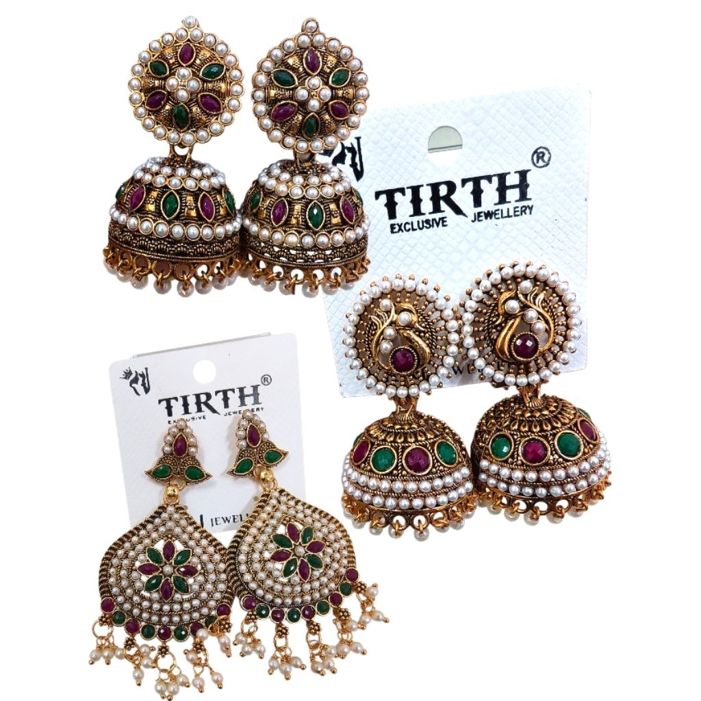 (Ready stock) Earrings with Rhinestones Indian Jhumka | Shopee Malaysia