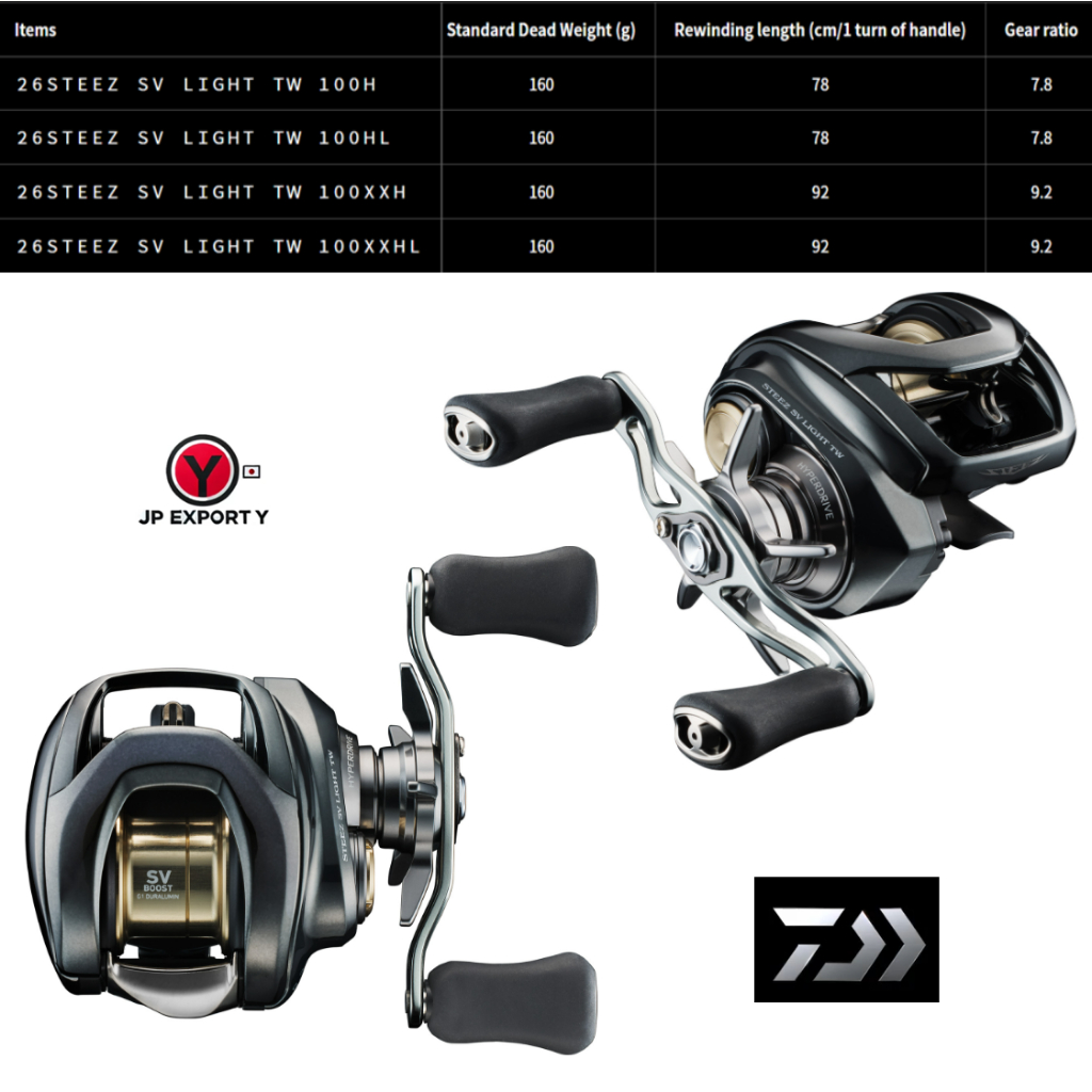 Daiwa 26'STEEZ SV LIGHT TW 100H/100HL/100XXH/100XXHL Various types