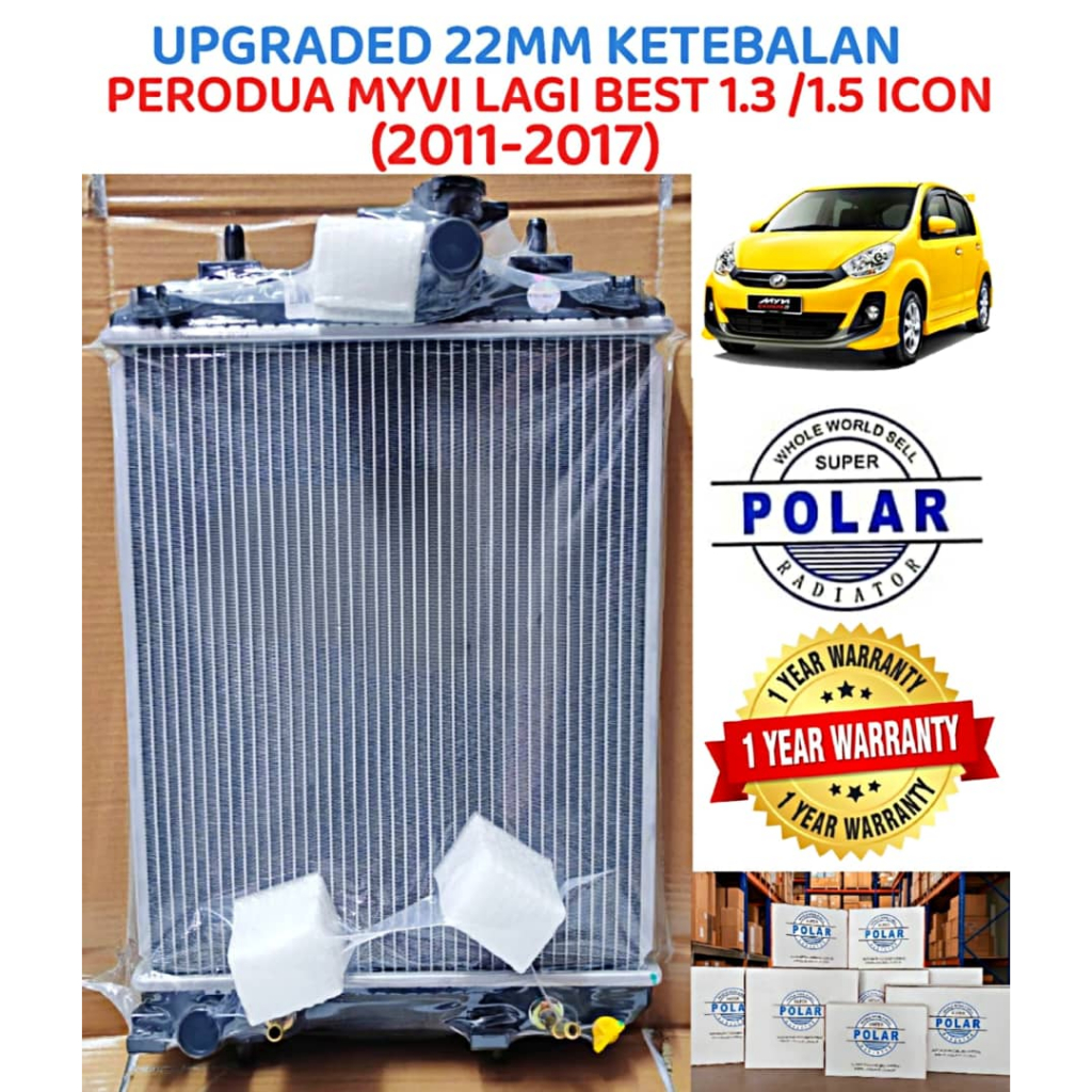 MYVI LAGI BEST RADIATOR 2011-2017 TANGKI AIR 22MM DOUBLE LAYER AUTO ...