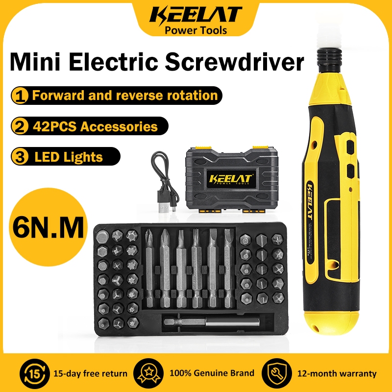 KEELAT KES001 Cordless Screwdriver Set Mini Electric Screwdriver 42PCS ...