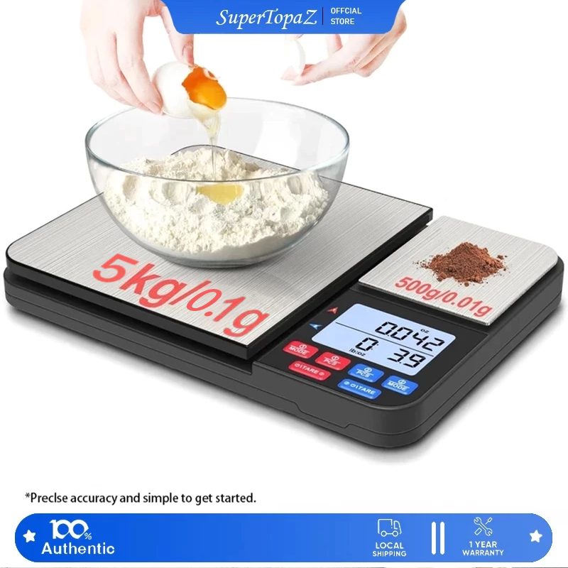 Dual Platform Food Scale Digital Kitchen Scale Grams and oz 5kg and ...