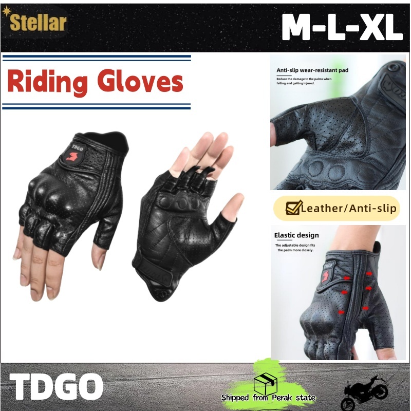 Riding Gloves Breathable Half-Finger Motorcycle Racing Leather Gloves ...