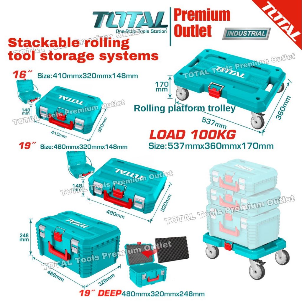TOTAL Tools Stackable rolling tool box storage systems - THTWB61001 ...