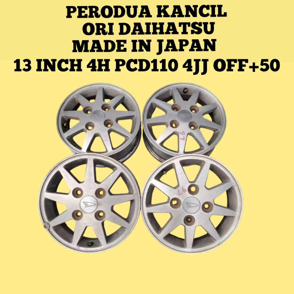 Sport Rim 13 Inch 4H PCD110 4JJ Offset+50 For Perodua Kancil Ori ...