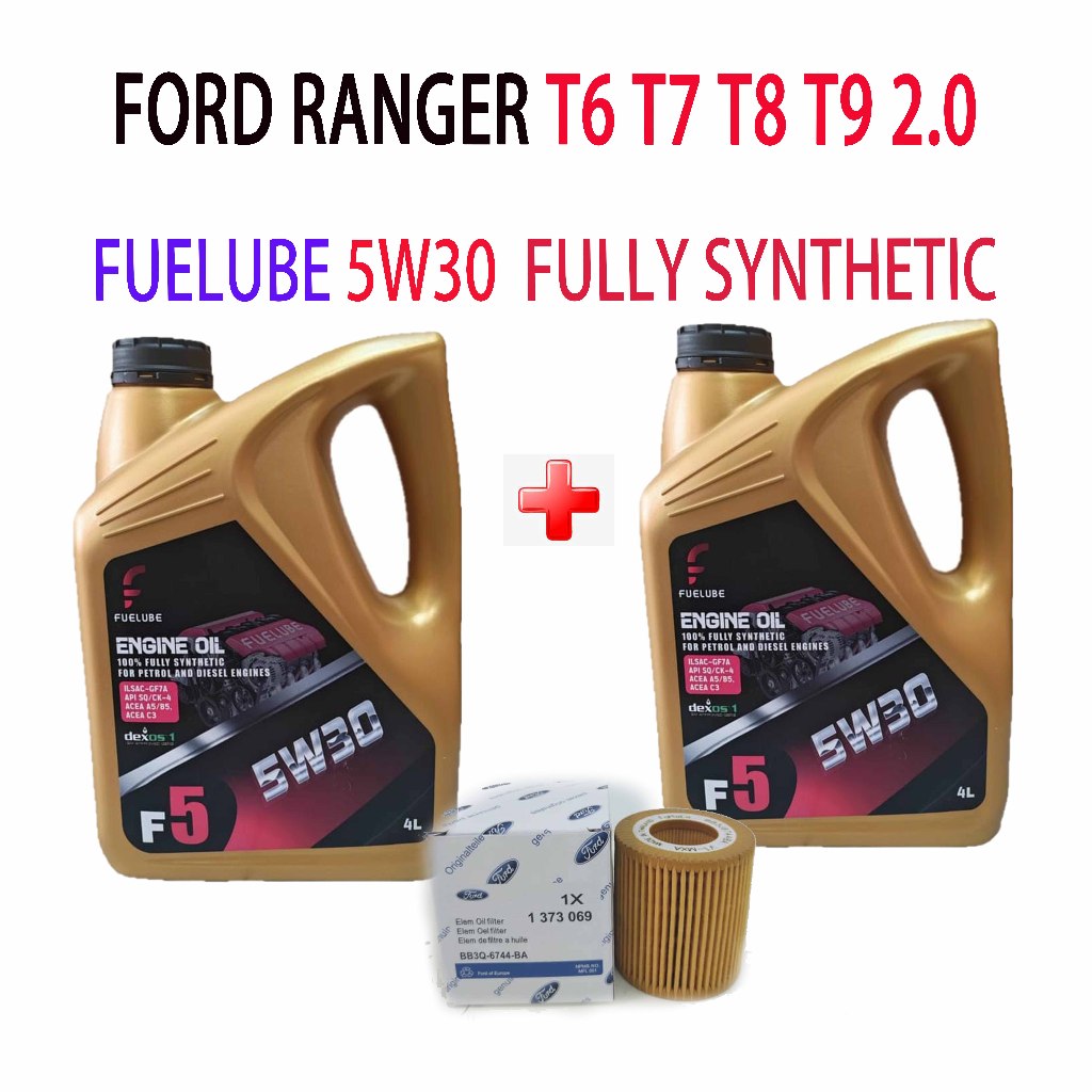 FORD RANGER T6 2.0 3.2, T7 T8 T9 2.0 OIL FILTER + 2CAN FUELUBE 5W30 ...