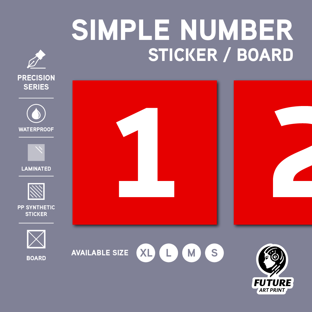 Simple Number. Square Sticker Label Sign Signboard Signage Board ...