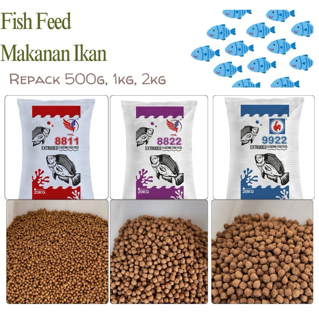 [Repack] 1kg, 2kg, 5kg PHL Fish Feed | Makanan Ikan 8811 • 8822 • 9922 ...