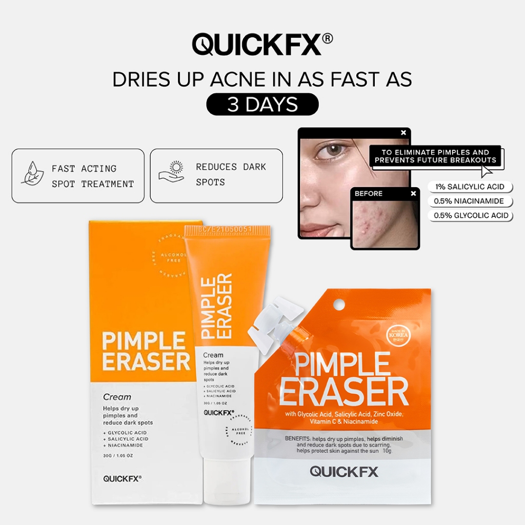 QUICKFX Pimple Eraser Cream / Facial Cleanser / Pore Tightening Toner ...