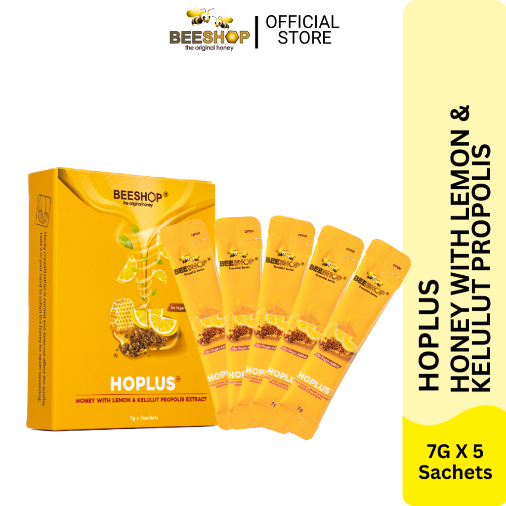 Beeshop Sachet HOPLUS Honey With Lemon & Kelulut Propolis Extract 7g X ...