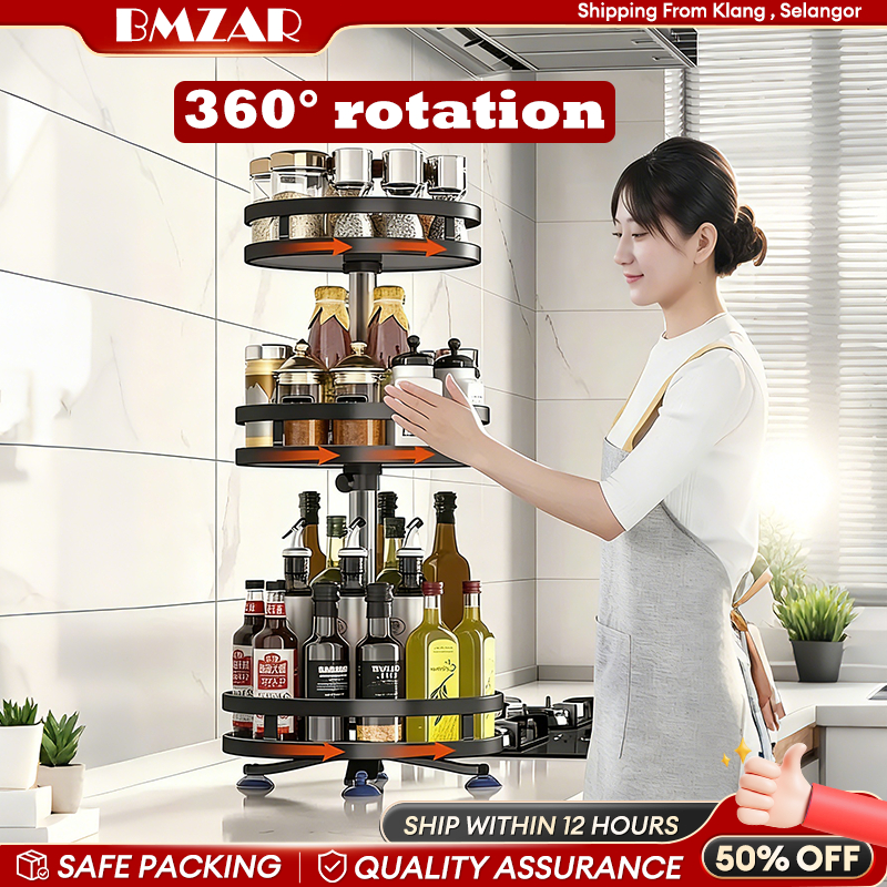 360° Rotatable Kitchen Rack Spice Rack Condiment Rack Stainless Steel ...
