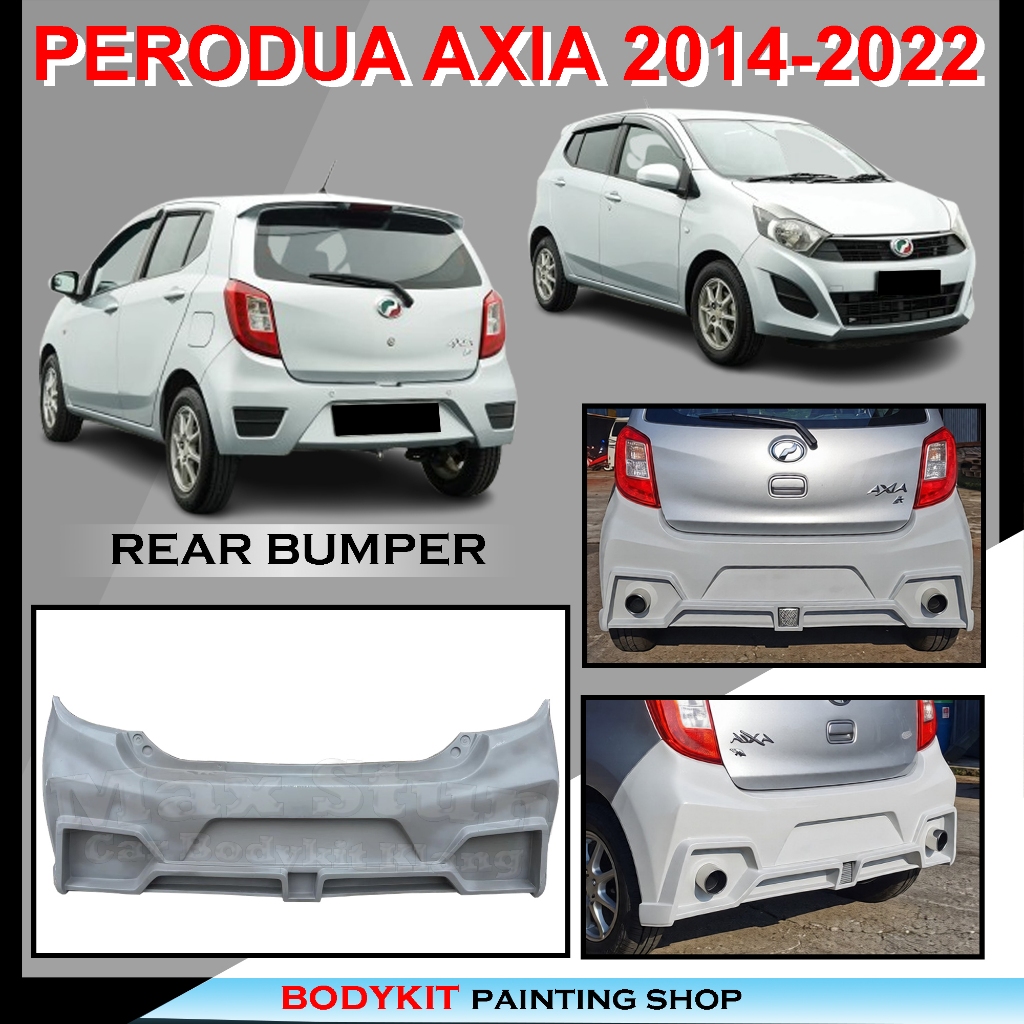 PERODUA AXIA 2014-2022 GT STYLE REAR BUMPER BODYKIT MATERIAL FIBER ...