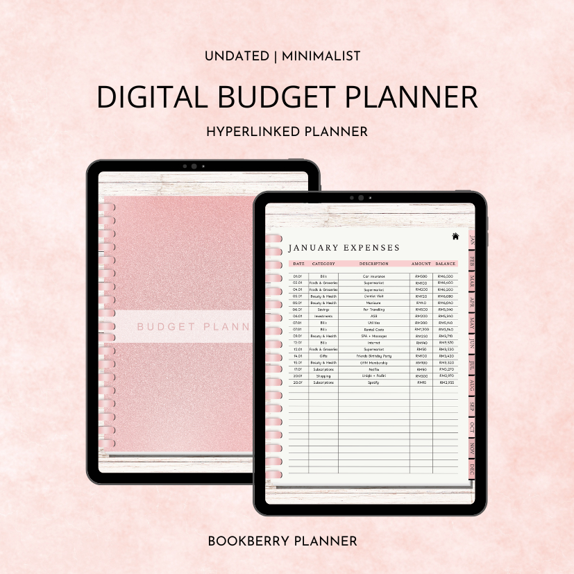 Pink Digital Budget Planner | iPad, GoodNotes, Notability, Noteshelf ...