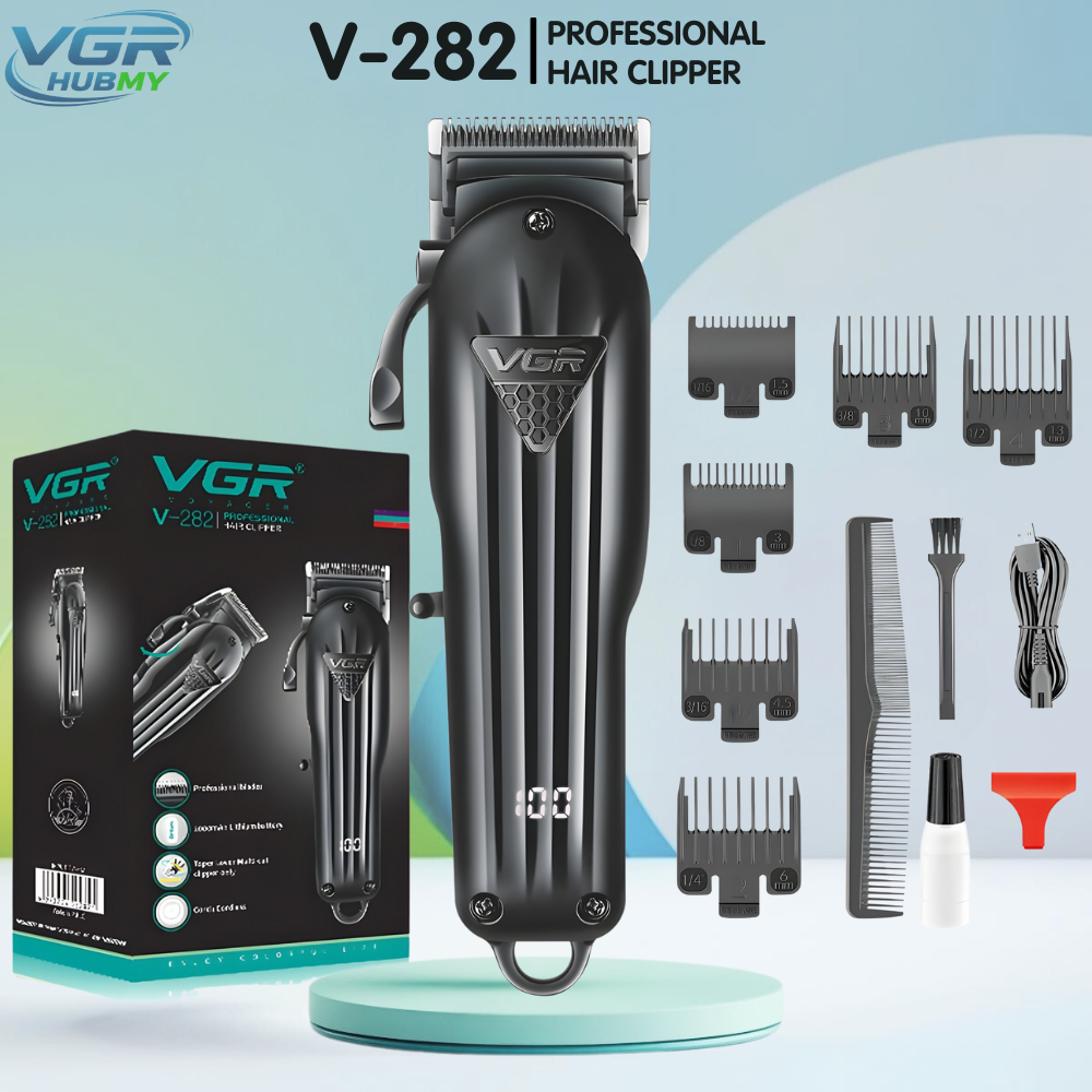 VGR V-282 Professional Cordless Hair Clipper USB Rechargeable LED ...