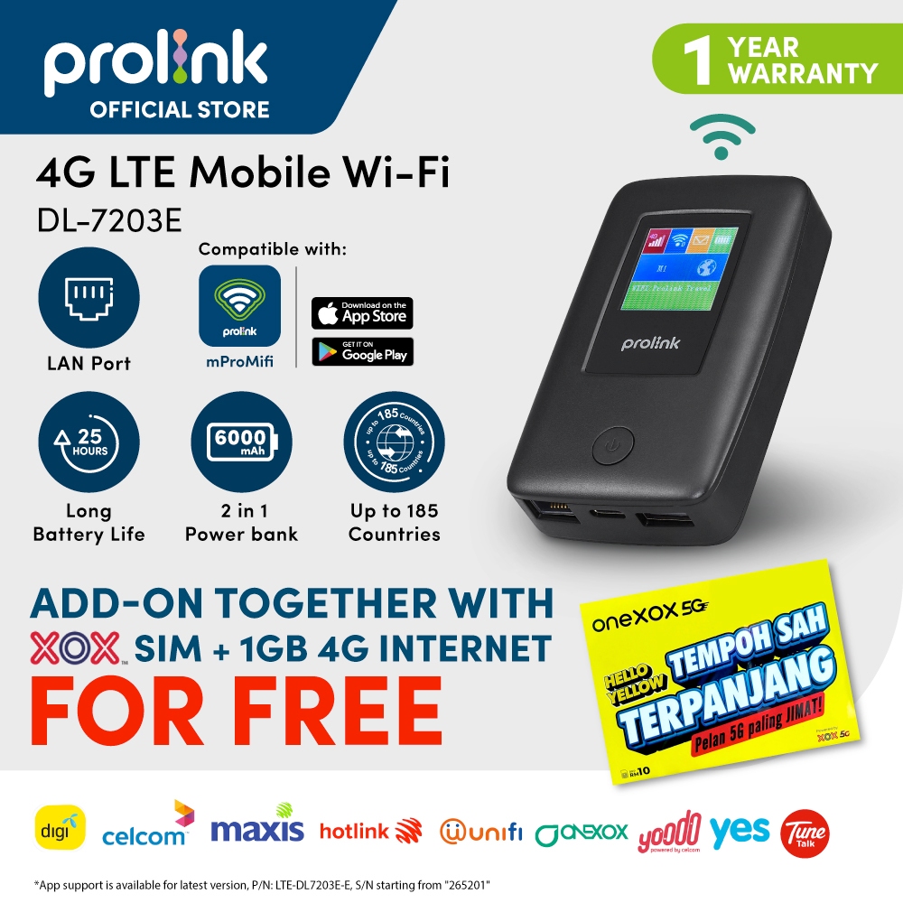 Prolink 4G LTE Mobile WiFi + Powerbank 2 in 1 | Support All Simcard ...