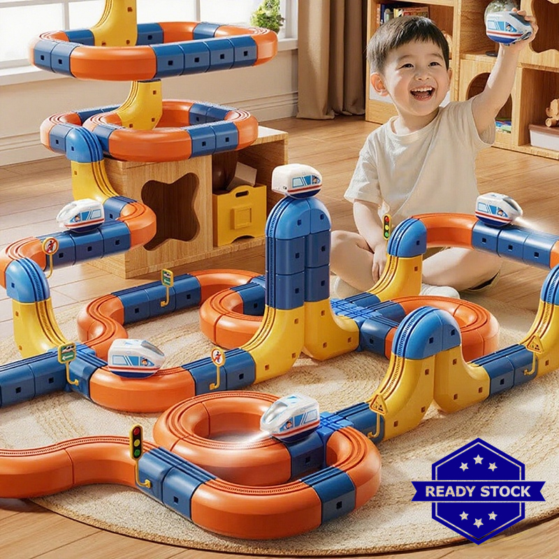 46-80PCS DIY Versatile Track High-Speed Train Set Buildable Race Track ...