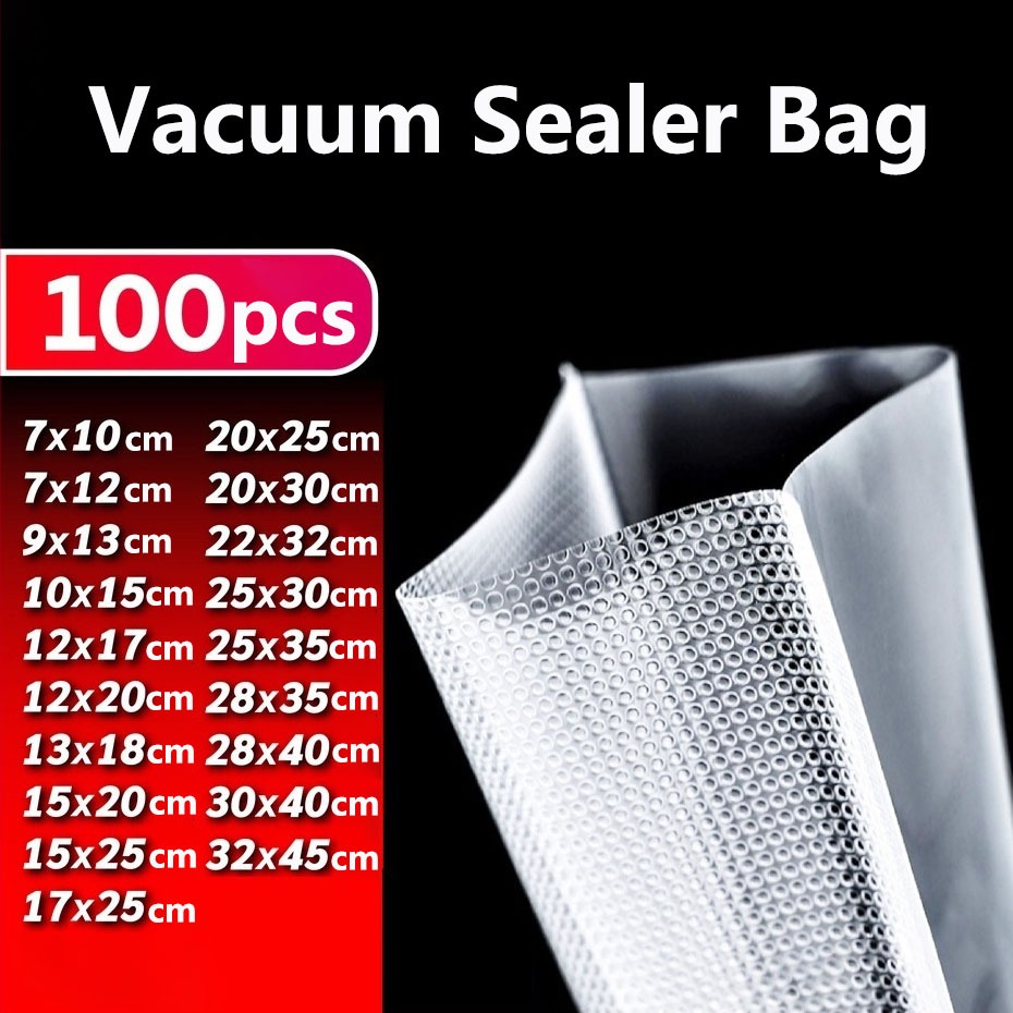 100pcs Vacuum Bag Food Vacumn Sealer Bag Embossed Packaging Vakuum ...