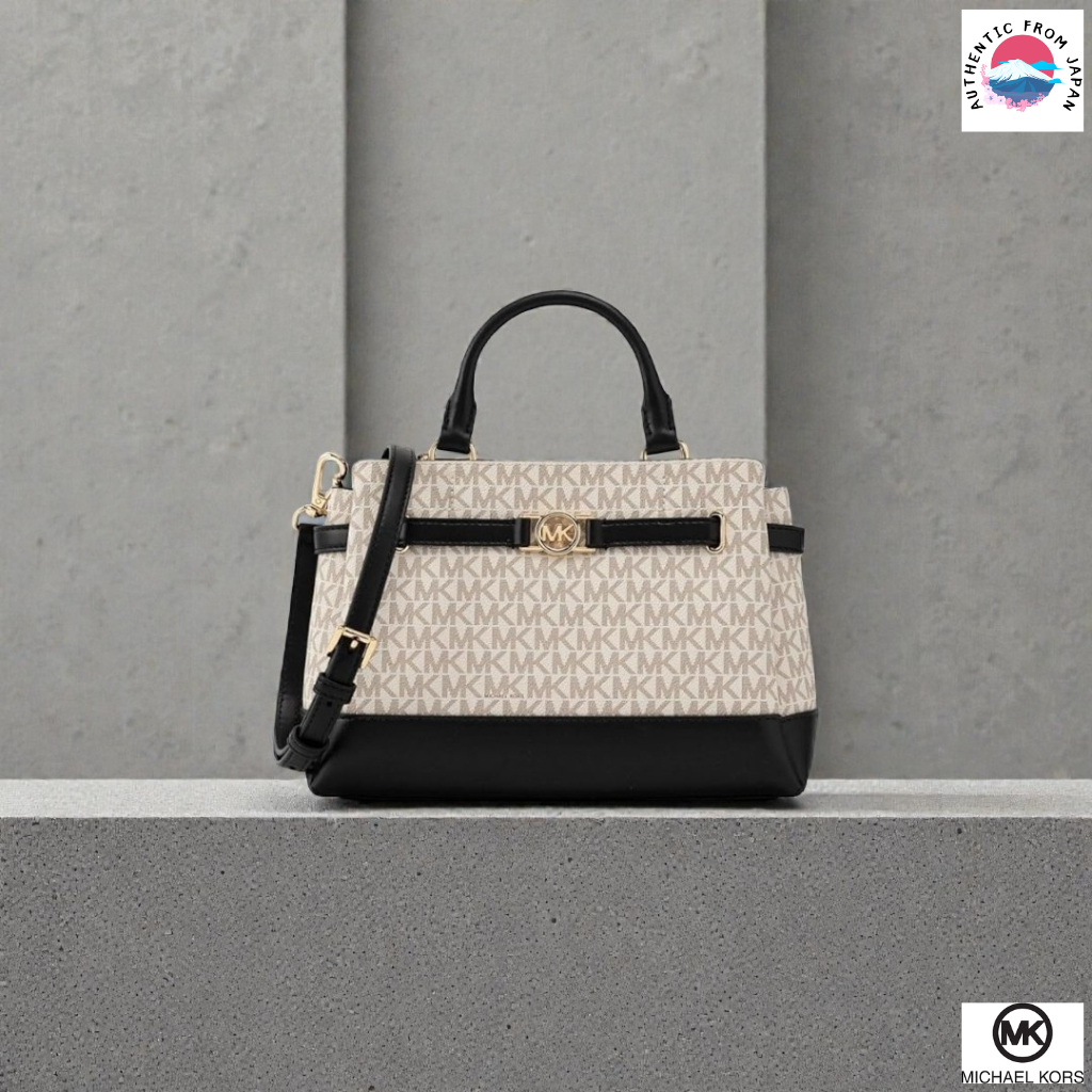 Michael Kors REED Center Zip Belted Satchel Small - MK Signature ...