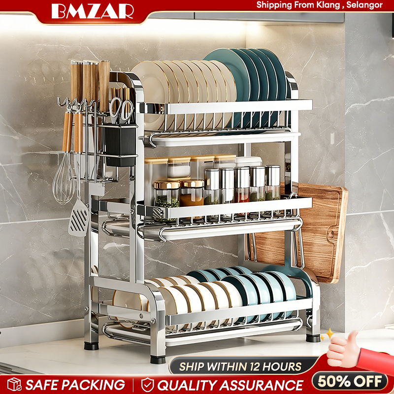 Stainless Steel Dish Rack shelving Dish Kitchen Rak Rak Pinggan Kitchen ...