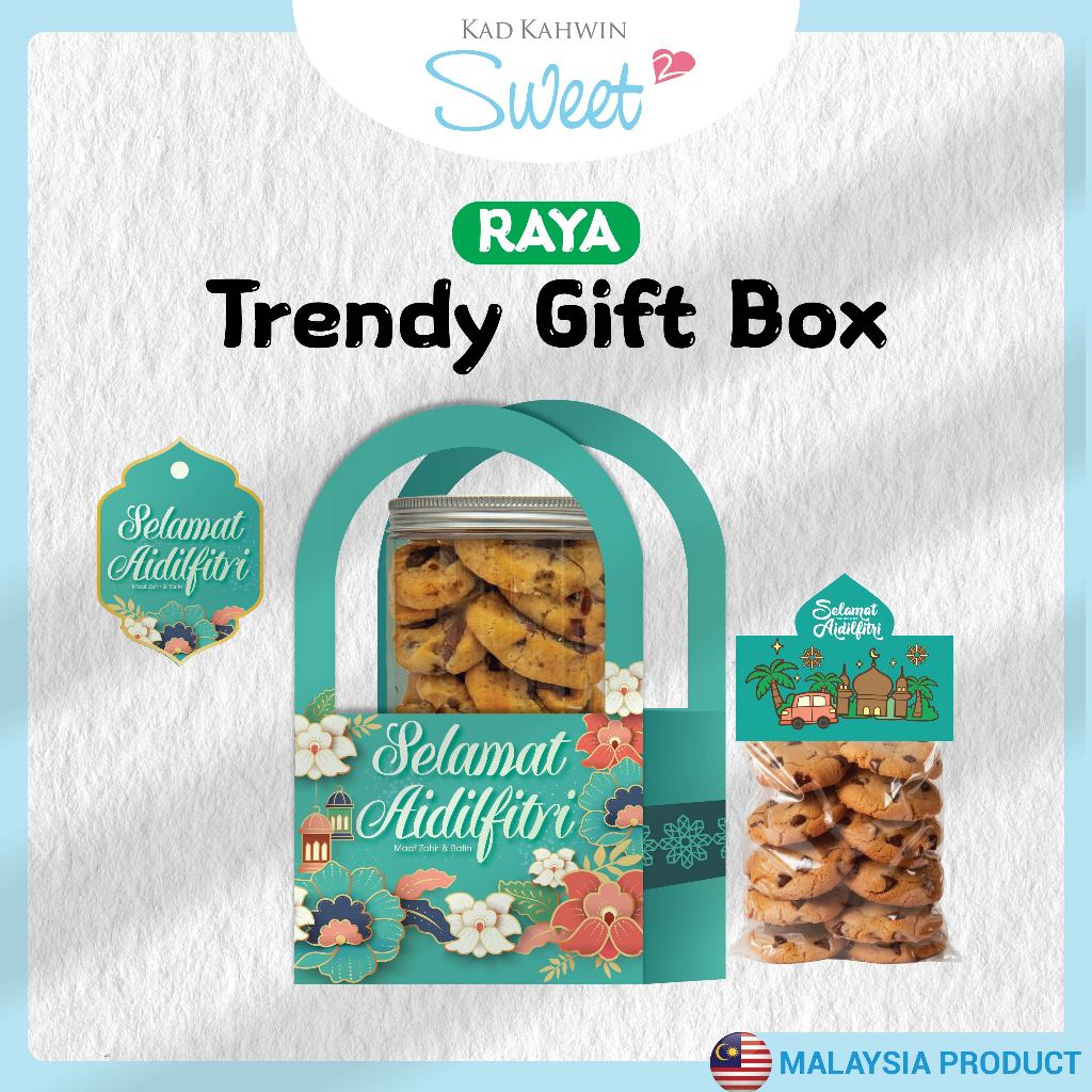 RAYA Trendy Gift Box | Selamat Aidilfitri Cookie Box | Premium Raya ...