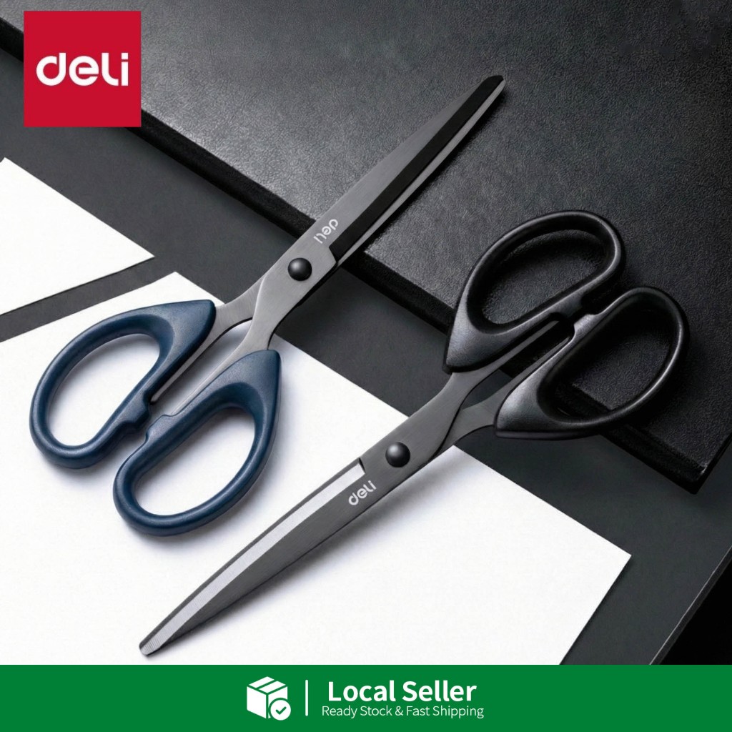 Deli Scissors Black Coating Blade Stainless Steel Durable Art Scissors ...