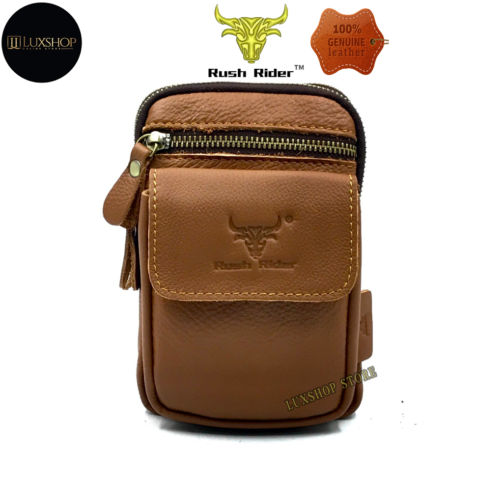 Rush Rider Leather Phone Bag Cowhide Leather Pouch Waist Bag Handphone ...