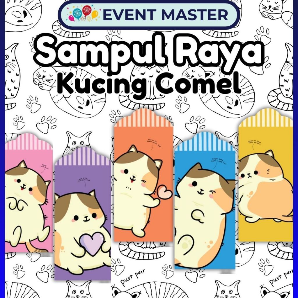 Sampul Duit Raya Kucing Comel Cute Cat Cartoon Money Packet Hari Raya ...