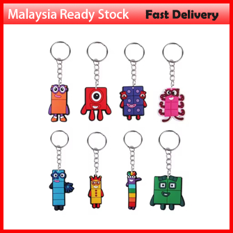 Numberblock - 1 set/8pcs The Number Blocks Soft PVC Keyring For Kids Party Gif