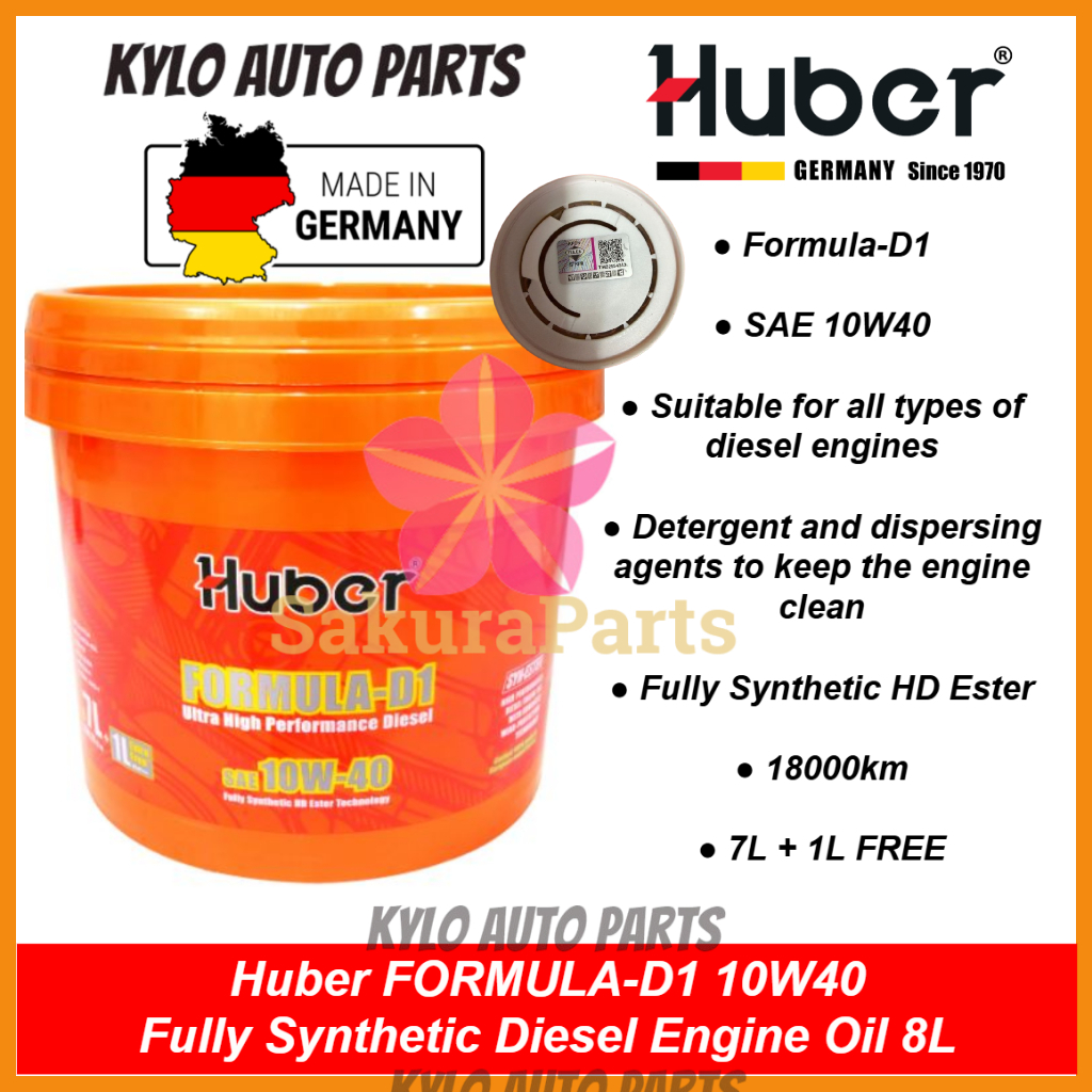 Huber 10w40 Formula D1 Ultra High Performance Diesel Fully Synthetic ...