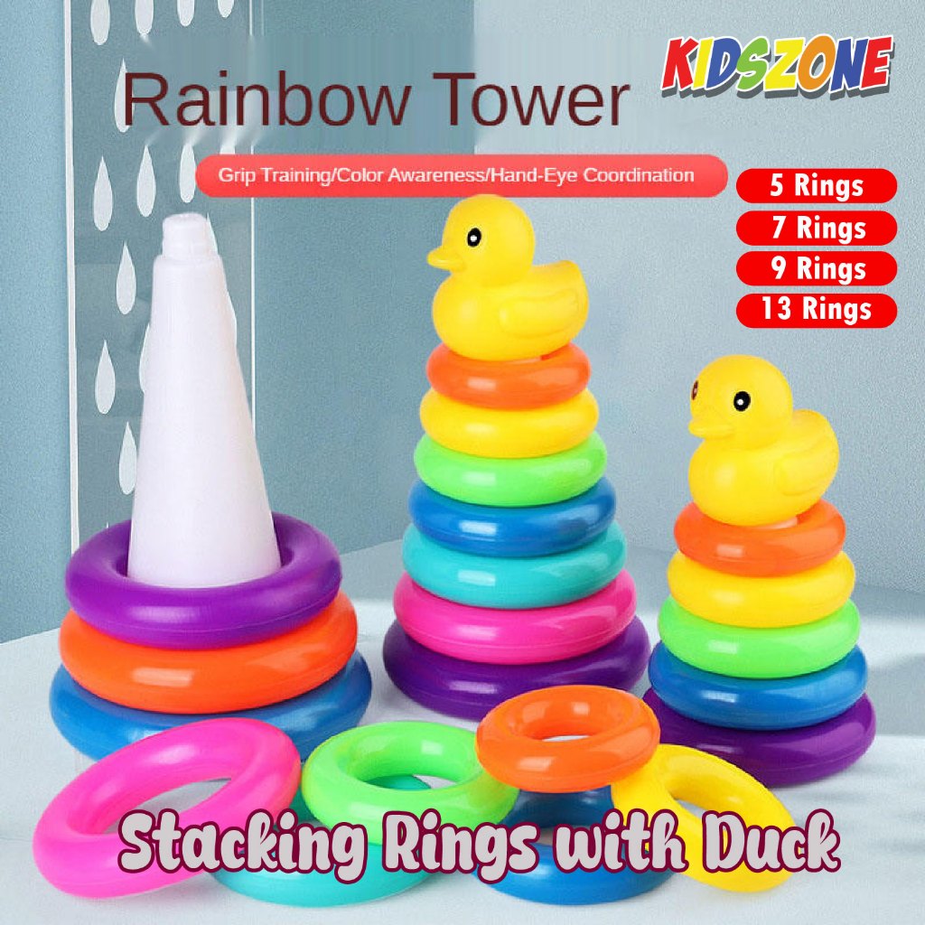 Rainbow Stacking Rings Toys for Baby Toddler Puzzle Toss Ring Toy ...