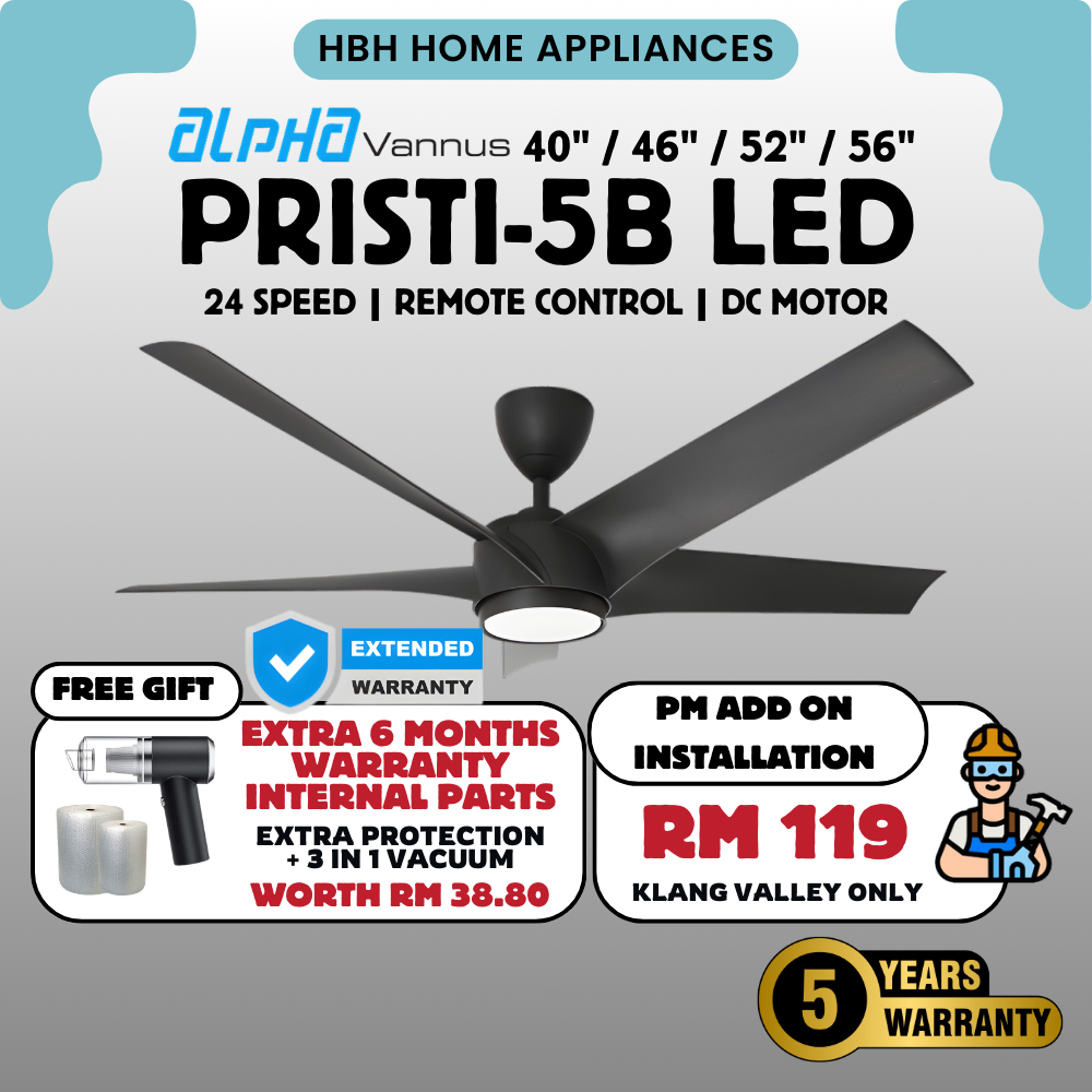 【EXTRA 6 MONTHS WARRANTY】LPHA Vannus PRISTI LED 5B DC Motor Ceiling Fan ...
