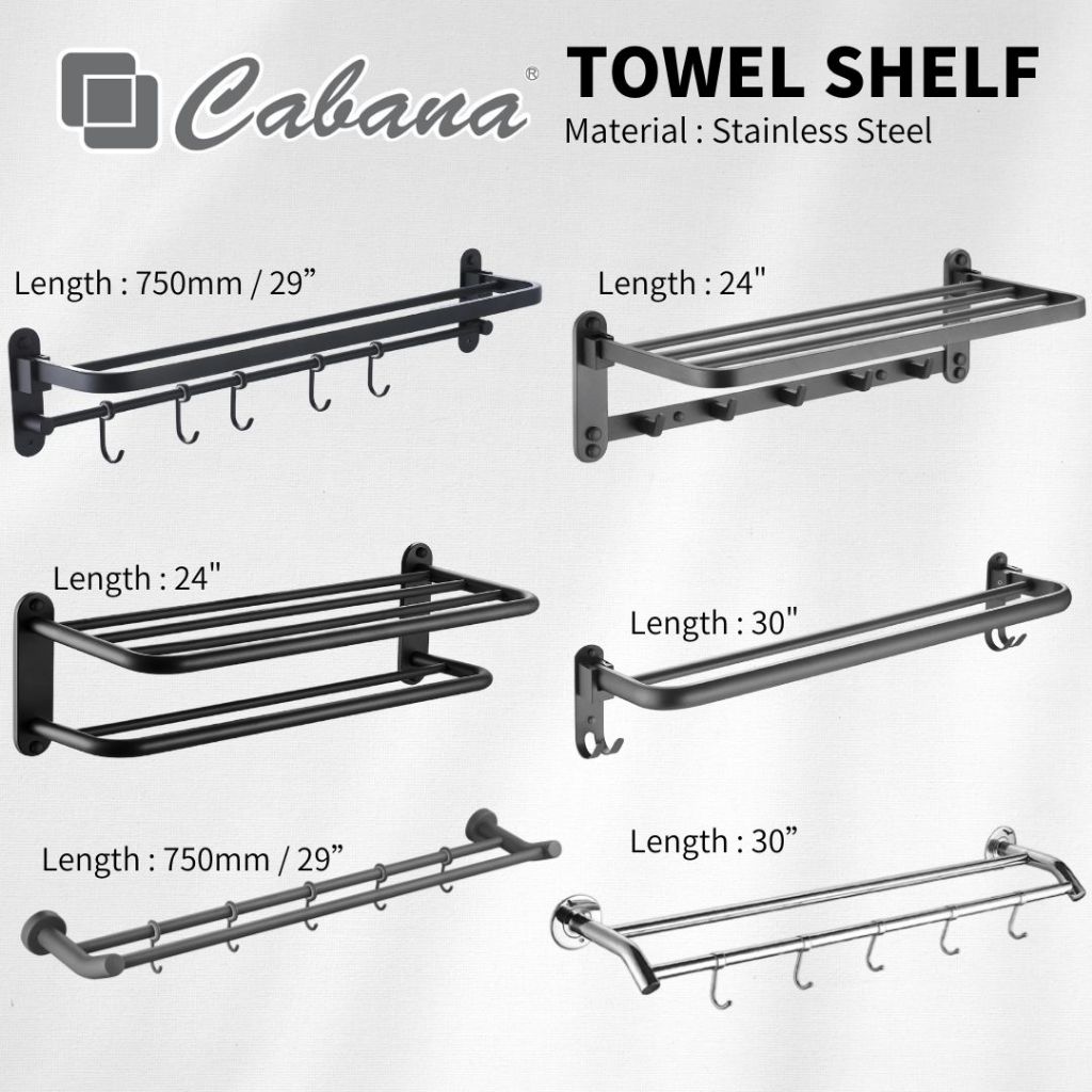 CABANA Bathroom Towel Bar Stainless Steel 304 Toilet Towel Rack Bilik ...