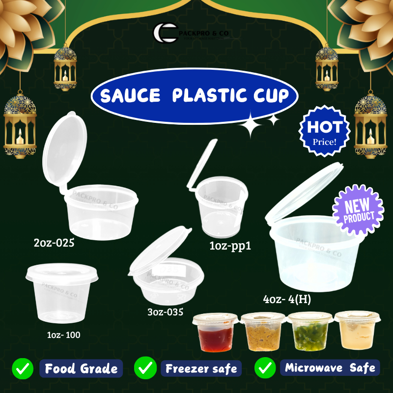 1oz-4oz Sauce Container with Hinged Lids Bekas Plastik Sos Food ...