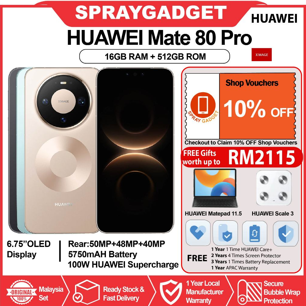 [NEW] HUAWEI Mate 80 Pro (16+512GB) True-to-Colour Camera l 2nd Gen Kunlun Glass l 5750 mAh Battery