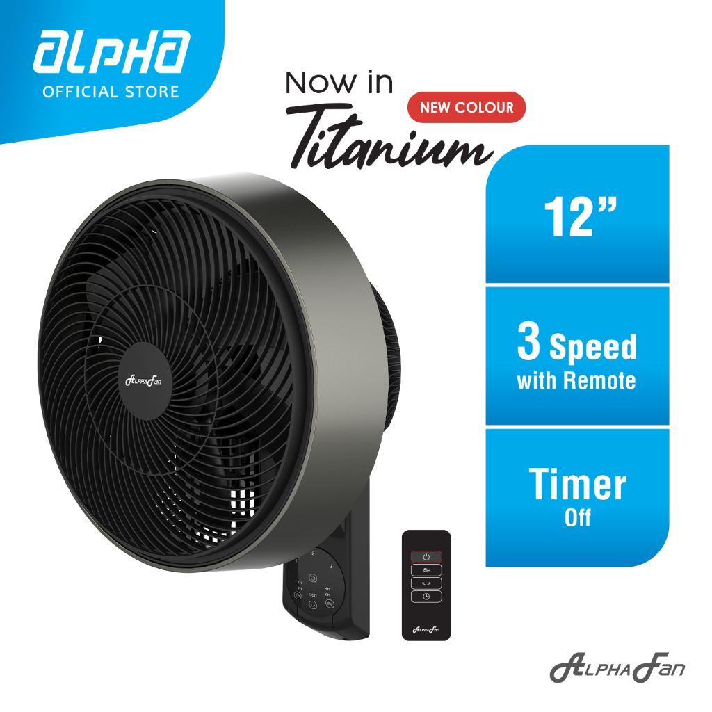 ALPHA Motto WF60 Wall Fan with 7 Blades 3 Speed Remote (12