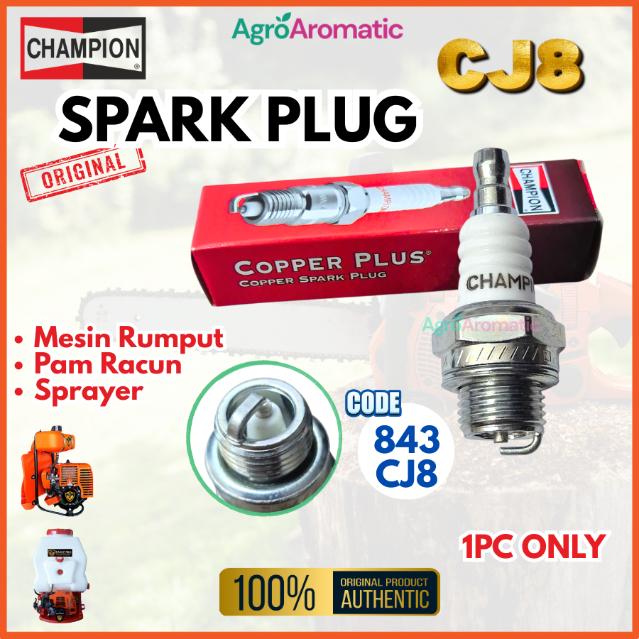 Spark Plug Champion CJ8 843 Original Untuk Mesin Rumput Pam Racun Brush ...