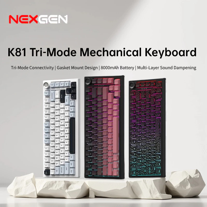 NEXGEN K81 Mechanical Keyboard | 82 Keys | RGB | Tri-Mode BT /2.4G ...