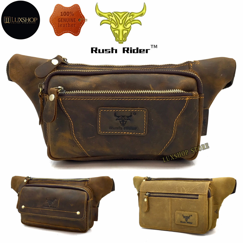 Rush Rider Beg Pinggang Kulit Asli Leather Thin Waist Bag Casual Pouch ...