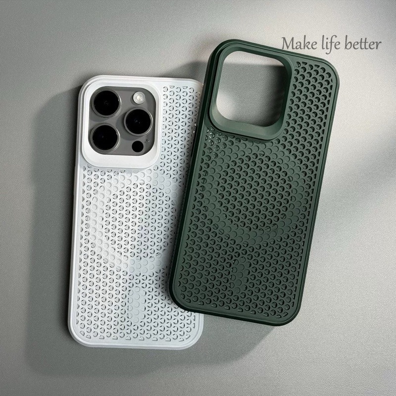 Luxury Heat Dissipation Mesh Case For iPhone 16 13 14 15 Pro Max 14 15 ...