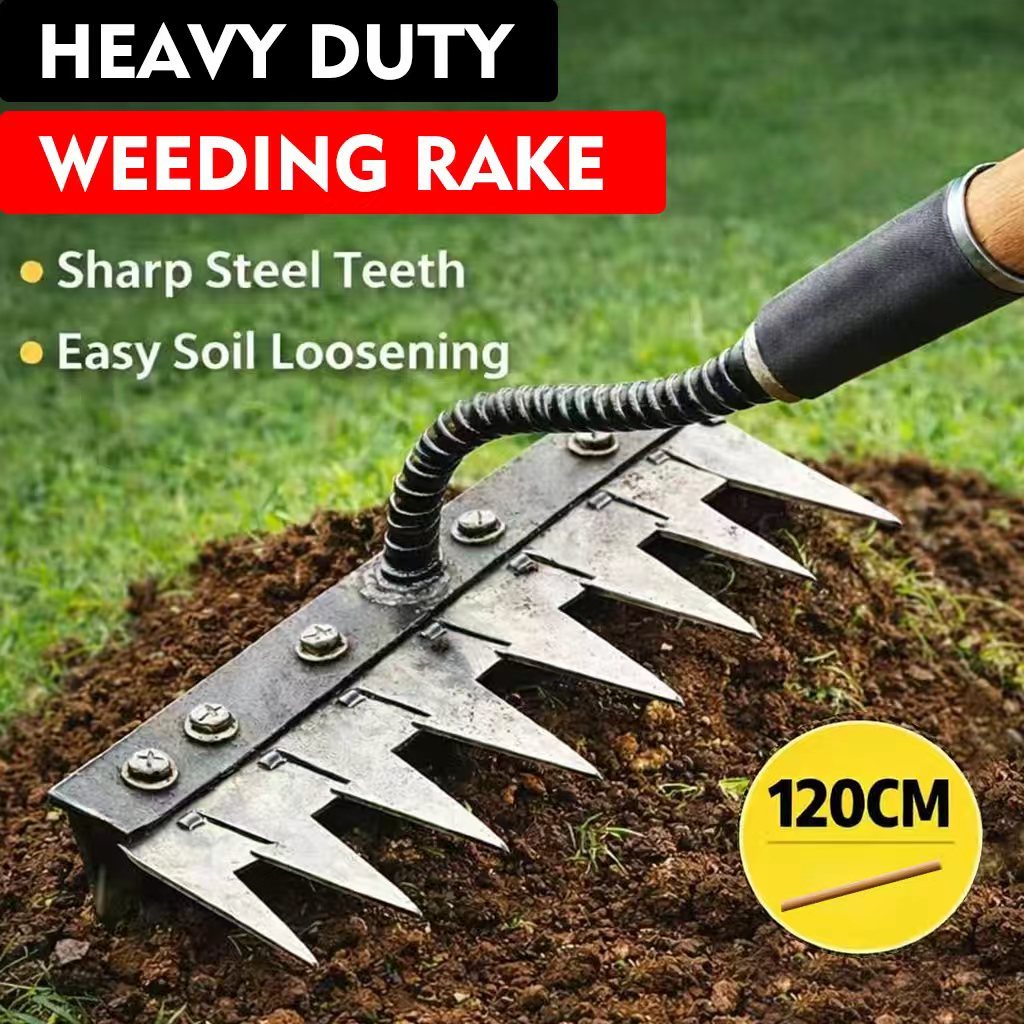 Weeding Tine Rake Anti-Rust Heavy Duty | Tajak Rumput Bergigi Tahan ...