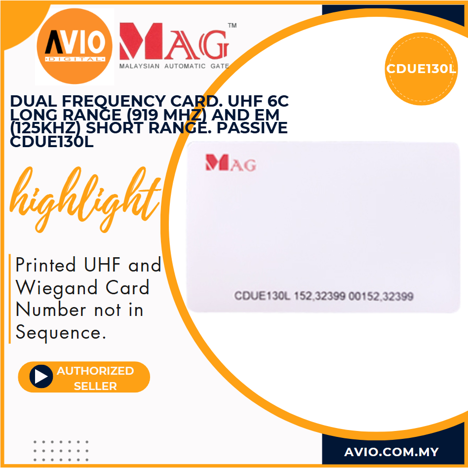 MAG UHF 919MHz + ID EM 125KHz Short Range Dual Frequency Card Different ...