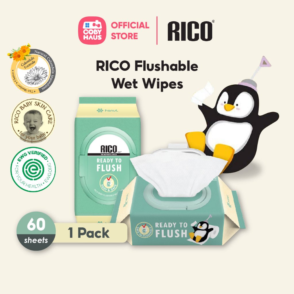 RICO Korea Flushable Wet Wipes Wet Tissue Baby Wipes Tisu Basah Tebal ...