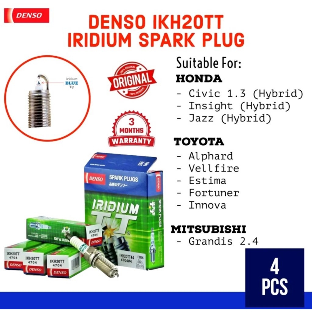 【100% ORIGINAL】DENSO Iridium Power IKH20TT Spark Plug For Honda Civic ...