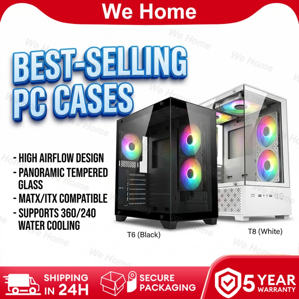 T6&T8 Gaming PC Casing Panoramic Tempered Glass MATX ITX Desktop ...