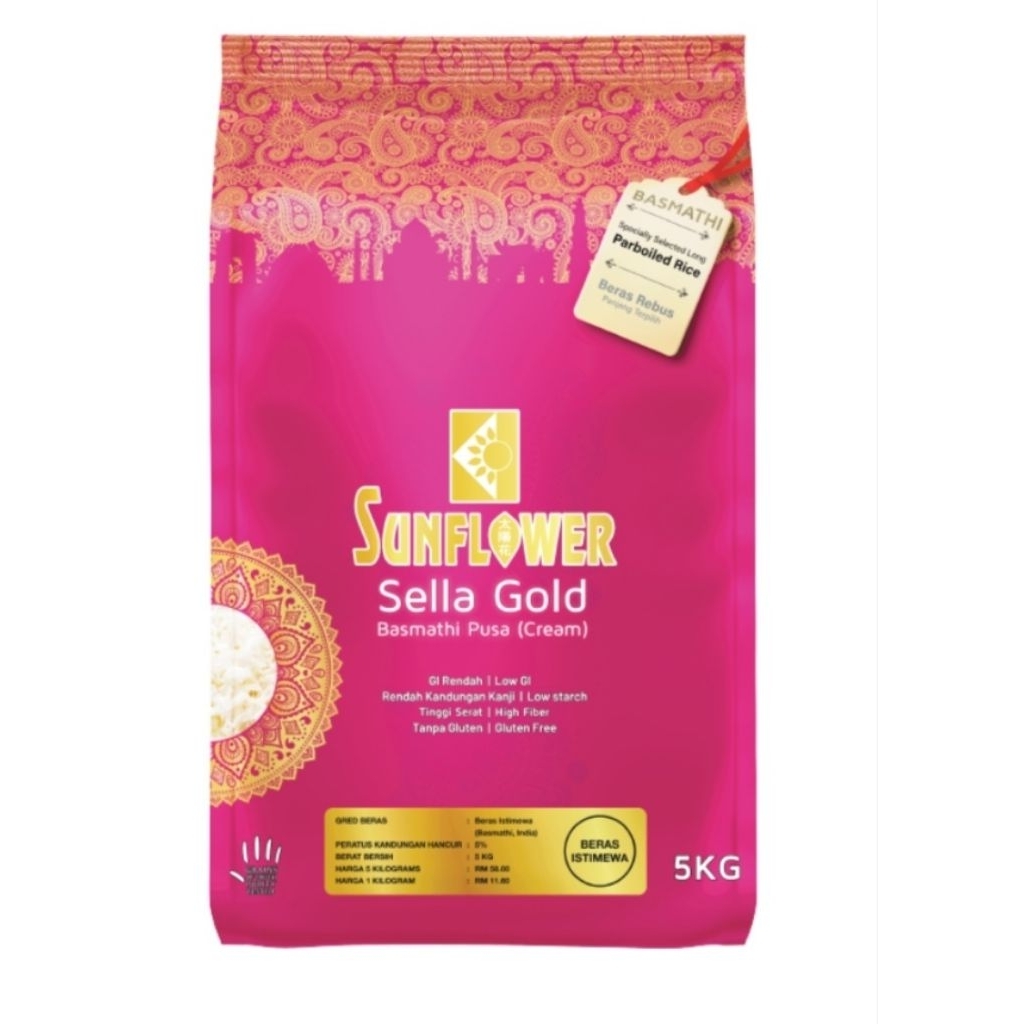 Sunflower Sella Gold Basmathi 5kg | Shopee Malaysia
