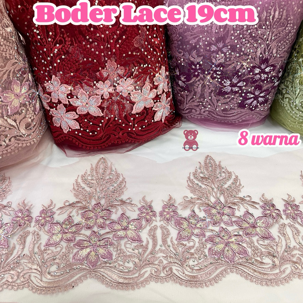 Border lace crystal tinggi 19cm, boder lace cantik, beautiful border ...