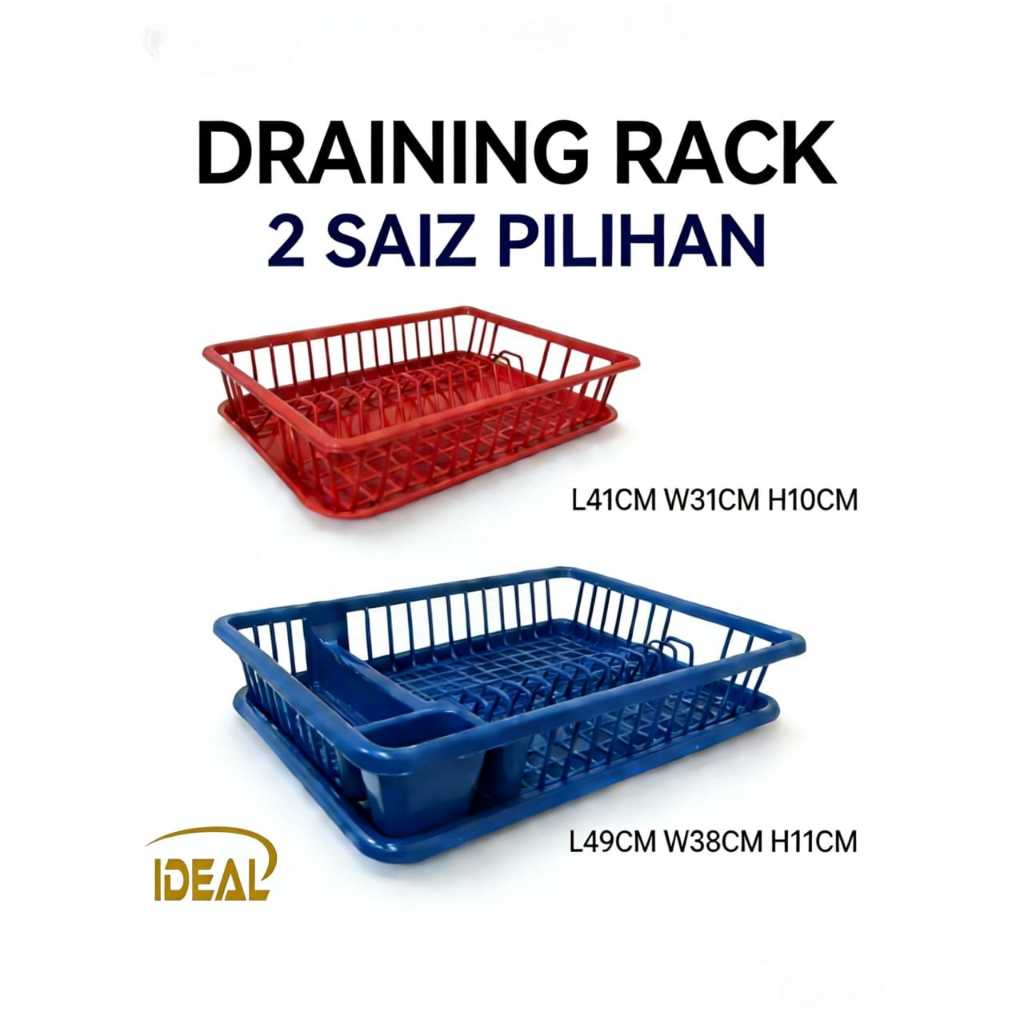 Rak Pinggan Plastik / Plastic Draining Rack / Dish Rack / 1 Tier Dish ...