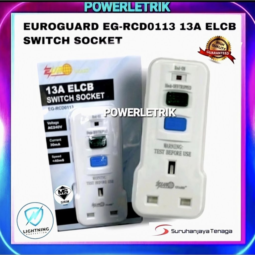 🔥 READY STOCK🔥 UK 13A 30mA RCD ADAPTOR / UK 13A PLUG IN RCD ELCB ...