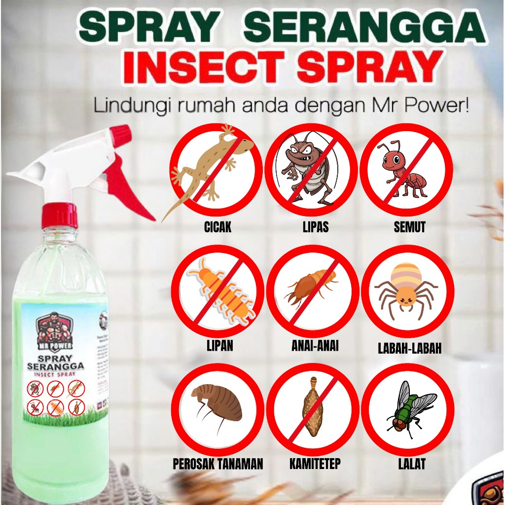 MR POWER Insect Repellent Spray Cicak Lizard Lipas Lipan Anai-Anai Anti ...