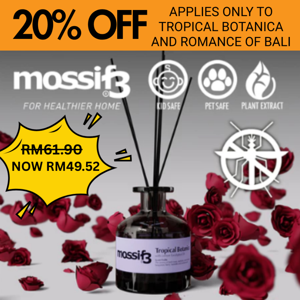 Mossif3 Reed Diffuser. 200ml. Aromatherapy with Mosquito Repellency ...