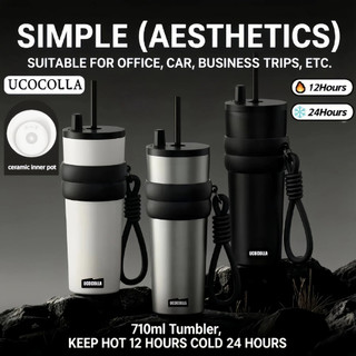 [Ucocolla] 710ML Tumbler Ceramic Liner 316 Stainless Steel Thermos ...